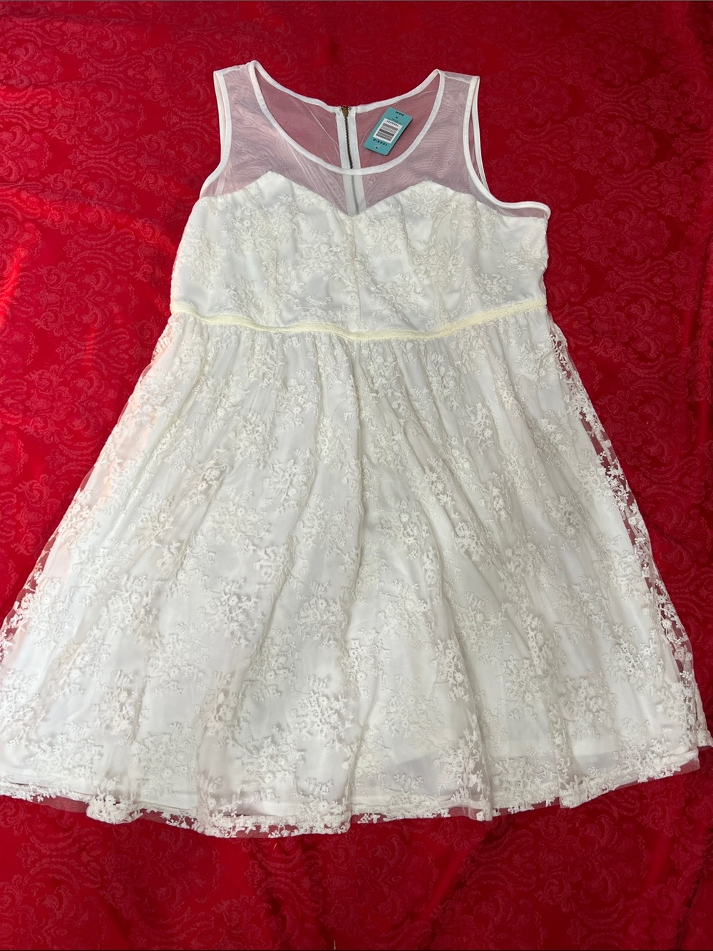 Torrid Ivory Lace Dress Size 18 NWT Sheer Yoke Fit & Flare Party